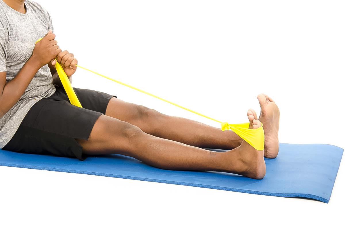 Theraband Plantarflexion with Knee Extended