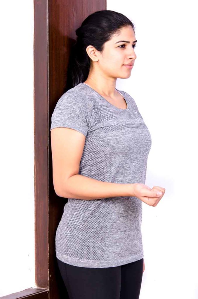 Standing Shoulder Internal Rotation near Wall