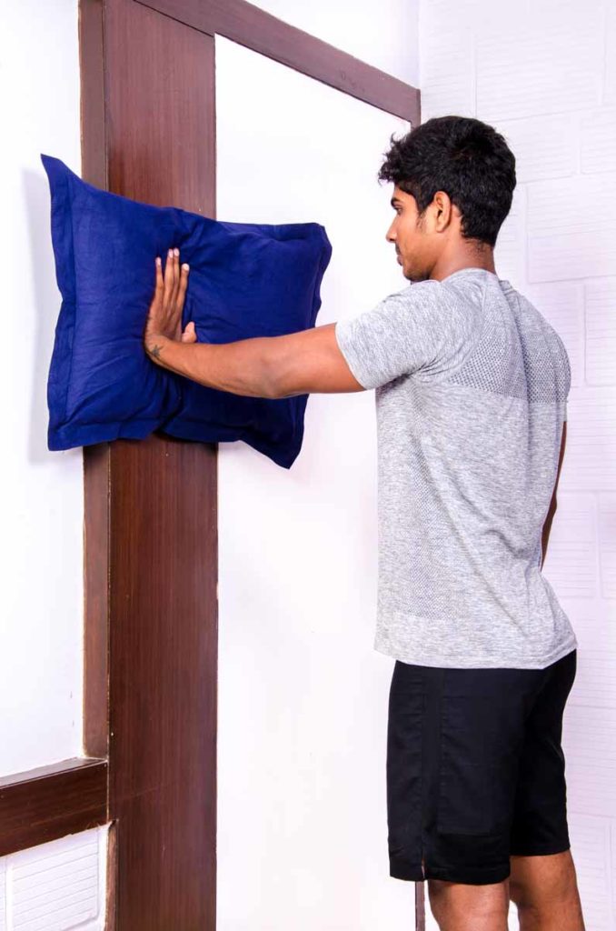 Single Hand Wall Push with Pillow