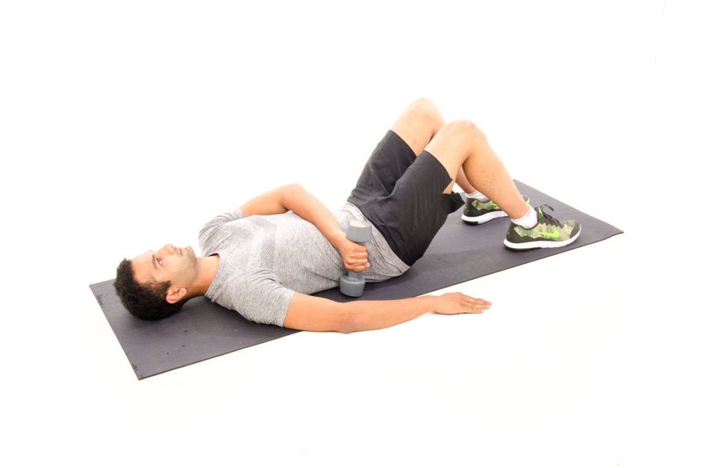Supine PNF-D2 Flexion with Dumbbell