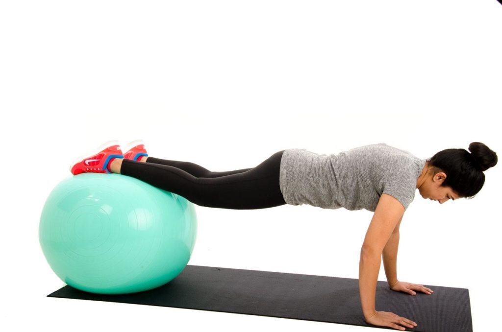 Gym Ball Plank With Modified Knee Roll