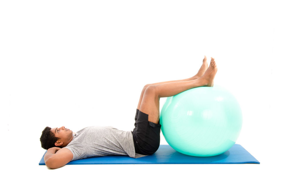 Gym Ball Knee-Elbow Oblique Crunch